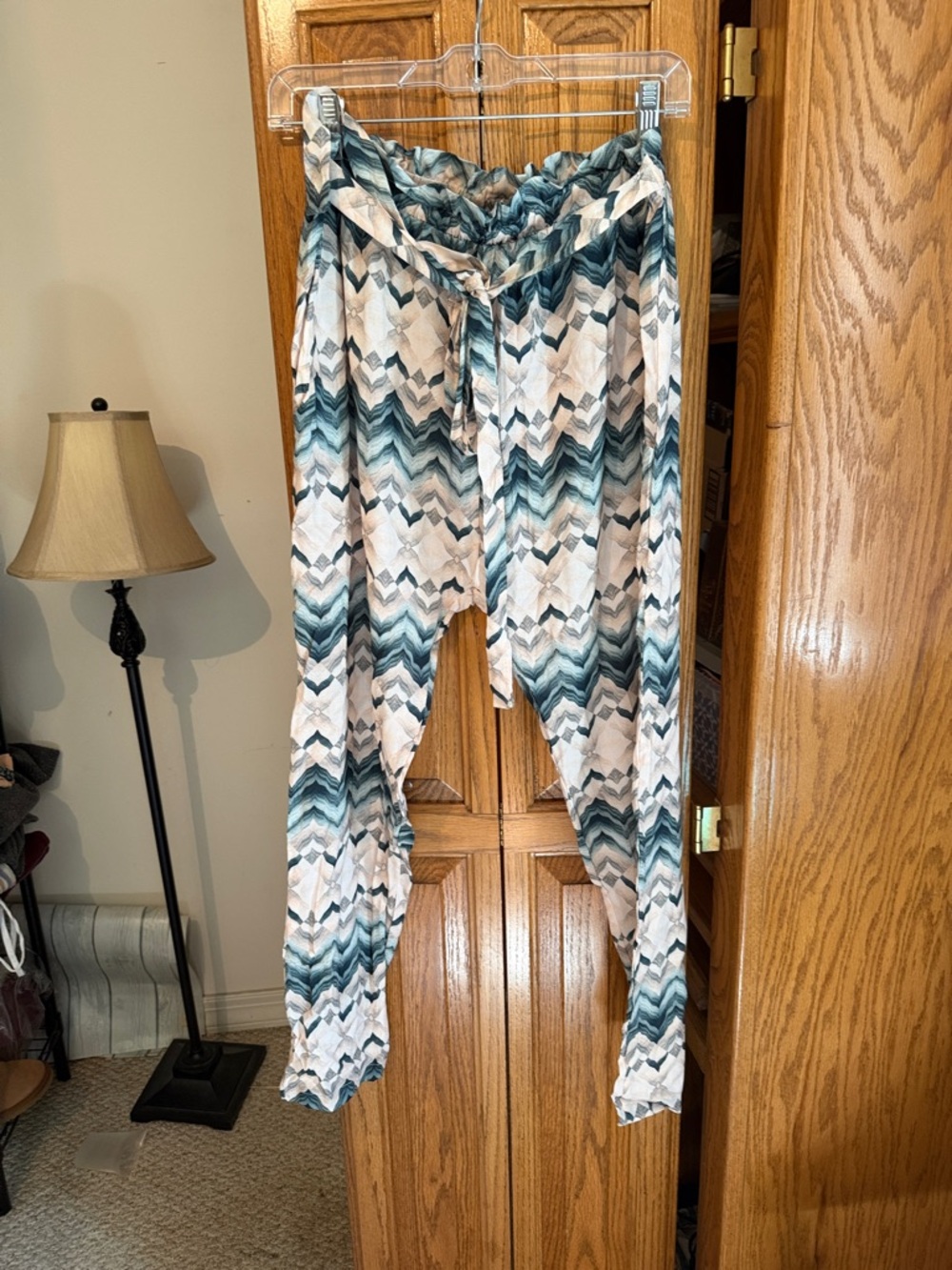 Eberjey Teal, White & Gray Patterned Harem Pants